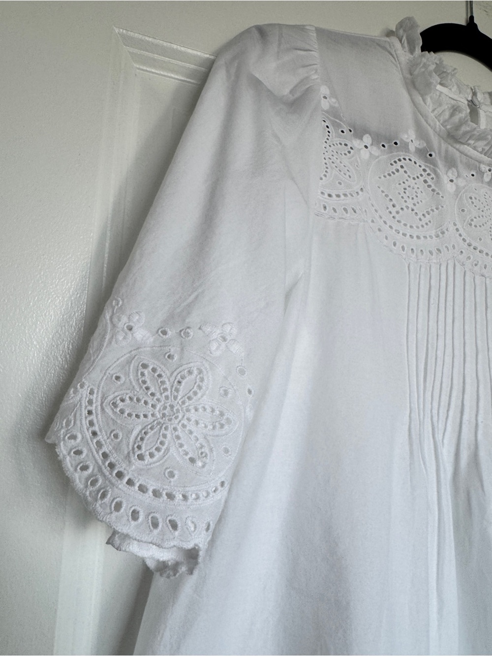 NWT MADEWELL Embroidered Pintuck High-Neck Top White Medium 100% Cotton NZ462 - Picture 3 of 15
